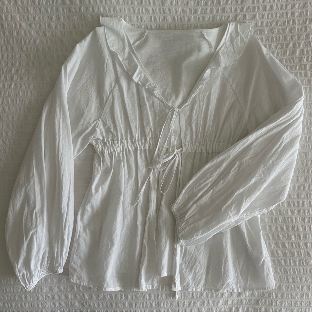 Commense White Cotton/Linen Baggy Blpude